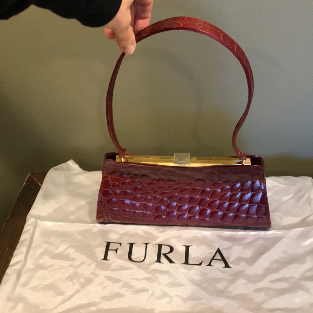 Furla Croc Embossed Handbag